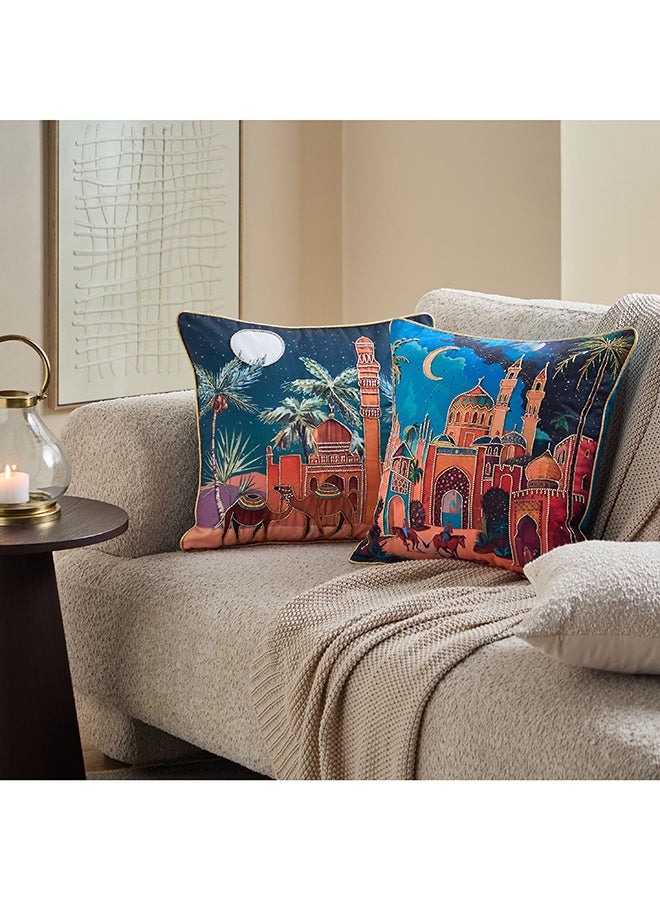 Home Box Arabian Night Camel Cushion - Blue Gold - 45x45cm - Image 5